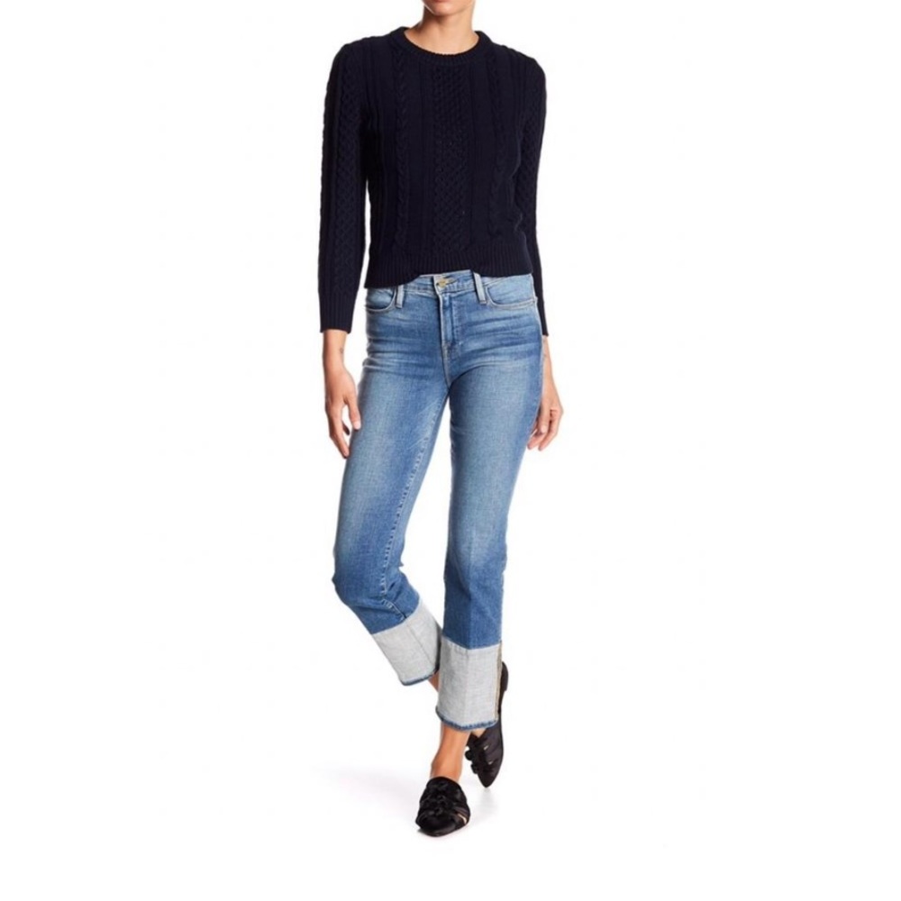 FRAME Le High Straight Reverse Cuff in Sunland